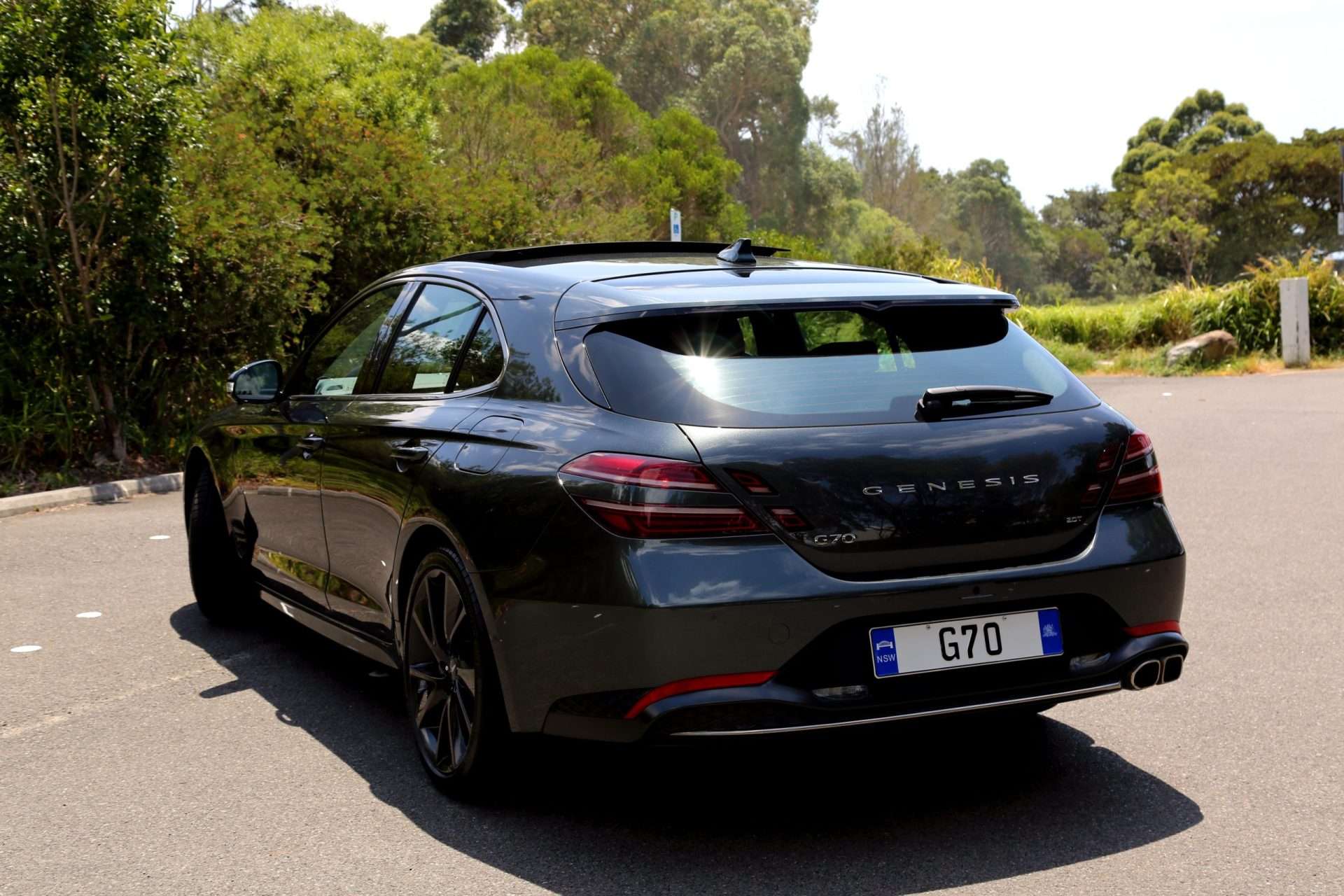 Genesis G70 Shooting Brake from the rear 3/4 view